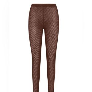 Skims leggings - brown/copper shimmer foil logo full length NWT